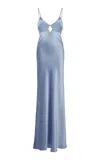 Victoria Beckham Cutout Satin Gown In Light Blue