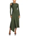 Victoria Beckham Cutout Twist Front Midi Dress In Green
