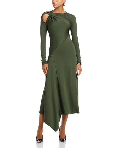 Victoria Beckham Cutout Twist Front Midi Dress In Green