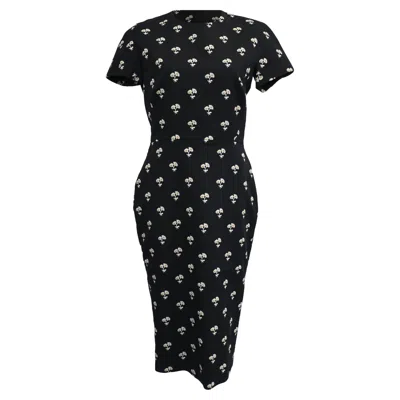 Victoria Beckham Daisy Floral Jacquard Midi Dress In Black Cotton