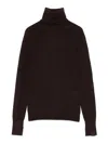 Victoria Beckham Fitted Silhouette Wool Turtleneck Sweater In Brown
