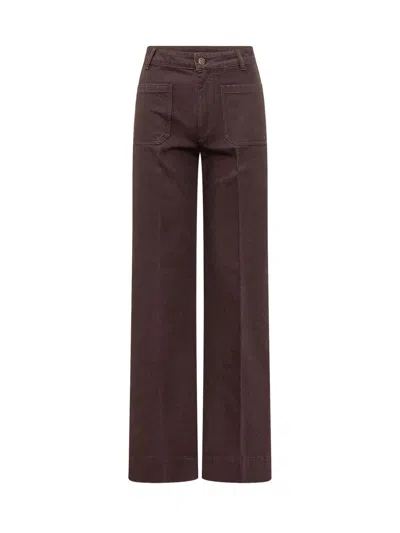 Victoria Beckham Dark Brown Straight Mid Rise Jeans