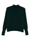 Victoria Beckham Ribbed Turtle-neck Wool Jumper With Long Sleeves In Green