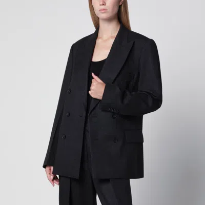 Victoria Beckham Double Breasted Jacket Notch Lapels Buttoned Cuffs In Black