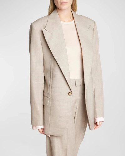 Victoria Beckham Darted-sleeve Tailored Wool Jacket In Sesame