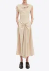 Victoria Beckham Satin Deconstructed Midi Dress In Beige