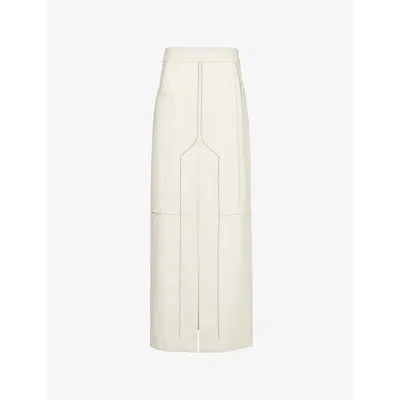 Victoria Beckham Womens Bone Deconstructed Stretch-woven Blend Midi Skirt