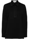 Victoria Beckham Decorative-stitching Polo Top In Black