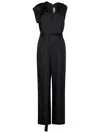 Victoria Beckham Black Jumpsuit With Viscose Blend Belt Women In Black