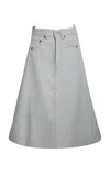 Victoria Beckham Denim Bubble Midi Skirt In Light Wash