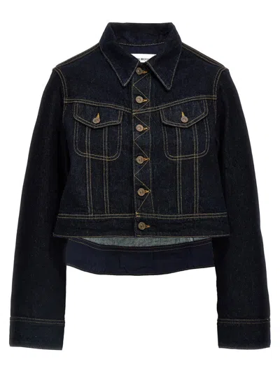 Victoria Beckham Denim Cropped Jacket In Blue