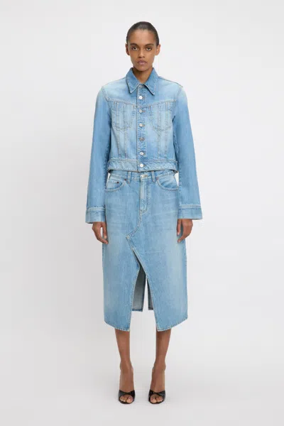 Victoria Beckham Denim Jacket In Light Blue Wash
