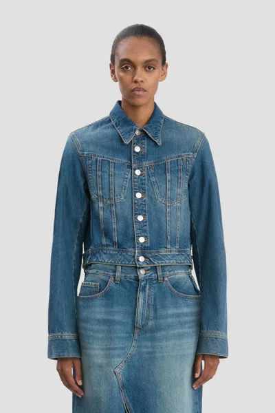 Victoria Beckham Denim Jacket In Mid Blue Wash
