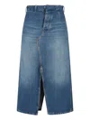 Victoria Beckham Midi Skirt With Front Slit And Pockets In Blue
