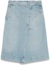 Victoria Beckham Blue Wrap Detail Denim Midi Skirt In Blue