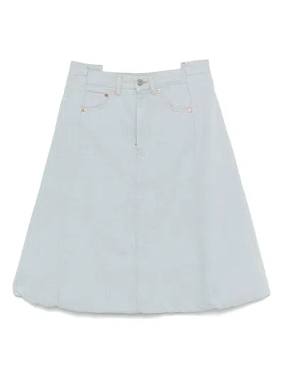 Victoria Beckham Denim Midi Skirt In Blue
