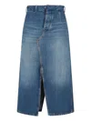Victoria Beckham Midi Skirt With Front Slit And Pockets In Blue