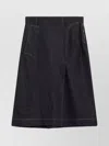 Victoria Beckham Denim Skirt With Back Pockets And Contrast Stitching In Black