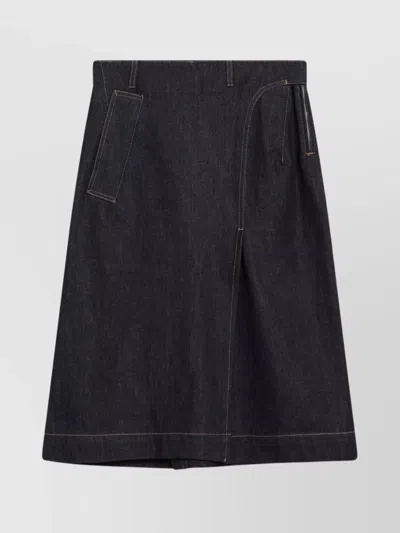 VICTORIA BECKHAM DENIM SKIRT WITH BACK POCKETS AND CONTRAST STITCHING