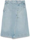 Victoria Beckham Blue Wrap Detail Denim Midi Skirt In Blue