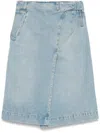 Victoria Beckham Blue Wrap Detail Denim Midi Skirt In Blue