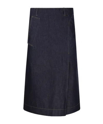 Victoria Beckham Denim Skirt Wrap Detail In Navy