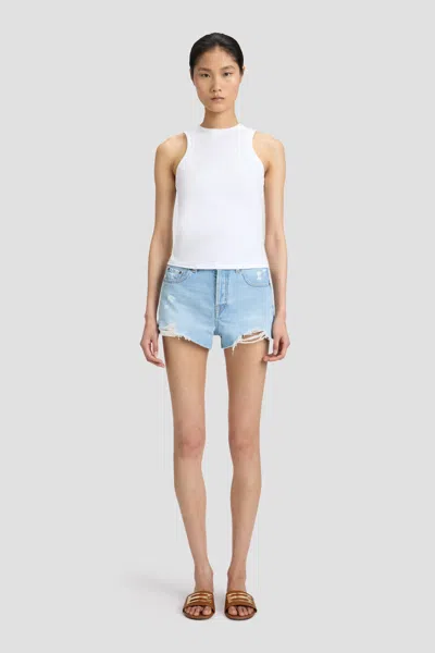 Victoria Beckham Distressed Shorts In Light Blue Wash 32