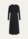 Victoria Beckham Crew Neck Dolman Midi Dress In Black
