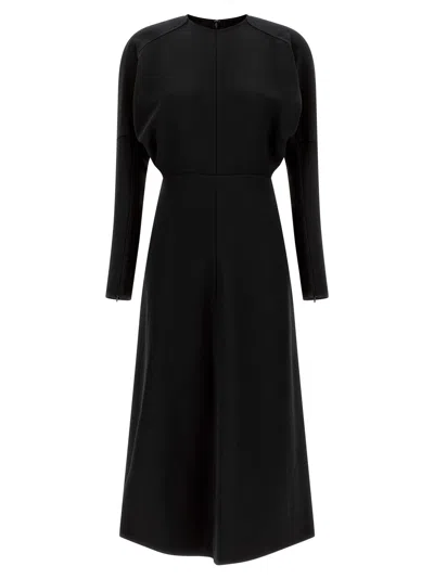 Victoria Beckham Dolman-sleeves Cady-texture Midi Dress In Black