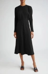Victoria Beckham Dolman Long Sleeve Cady Midi Dress In Black