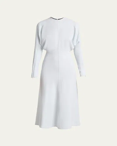 Victoria Beckham Dolman Long-sleeve Cady Midi Dress In Blue