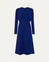 Victoria Beckham Dolman Long-sleeve Cady Midi Dress In Blue