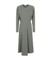 Victoria Beckham Long Sleeve Dolman Midi Dress In Gray