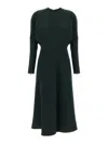 Victoria Beckham Dolman Long Sleeve Cady Midi Dress In Green