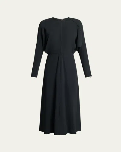 Victoria Beckham Dolman Sleeve Midi Dress In Black