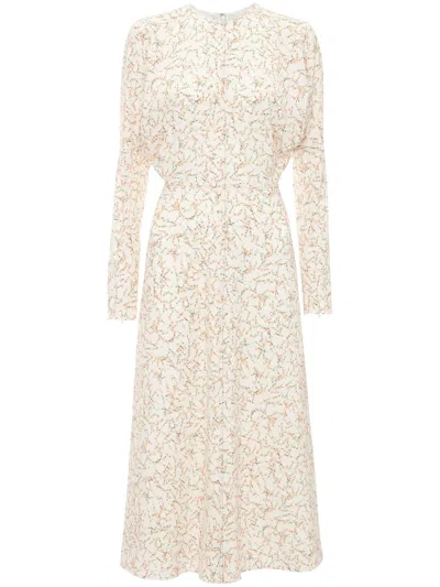 Victoria Beckham Dolman-sleeve Midi Dress In Neutrals