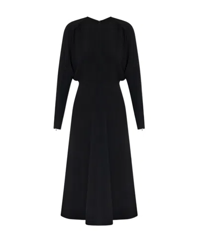 Victoria Beckham Dolman-sleeves Cady-texture Midi Dress In Black