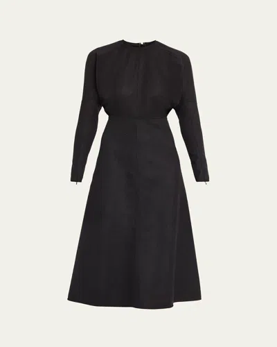 Victoria Beckham Dolman-sleeve A-line Midi Dress In Black