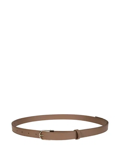 Victoria Beckham Dorian B Leather Belt In Brown