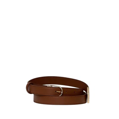 Victoria Beckham Dorian B Smooth Calfskin Leather Belt In Brown