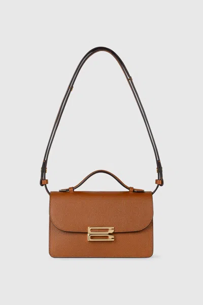 Victoria Beckham Dorian Bag Small Grainy Calf Leather In Dark Tan