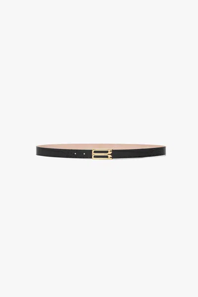 Victoria Beckham Dorian Belt In Black Croc Embossed Calf Leather
