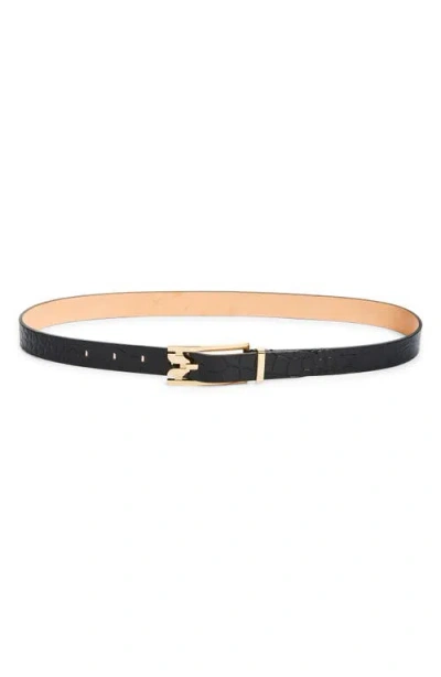 Victoria Beckham Dorian Croc Embossed Leather Belt In Multi