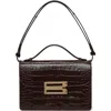 Victoria Beckham Dorian Croc Embossed Leather Shoulder Bag In Espresso 8946