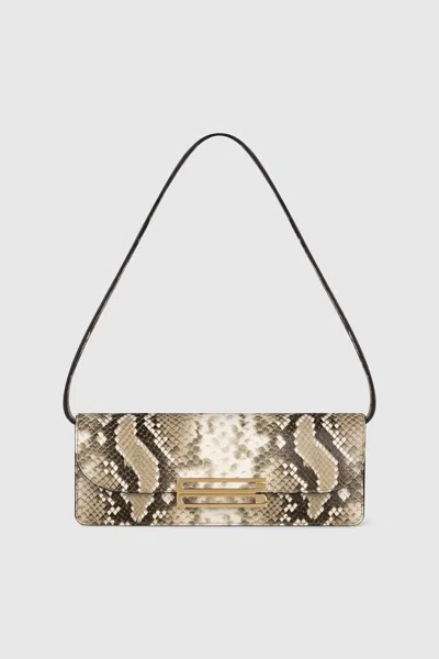 Victoria Beckham Dorian Snake-print East-west Clutch Bag In Blue
