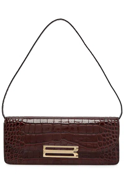 Victoria Beckham Dorian East-west Crocodile-effect Leather Clutch In White