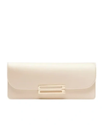 Victoria Beckham Dorian East-west Satin Clutch In Nude