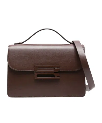 Victoria Beckham Dorian Foldover Top Shoulder Bag In Brown