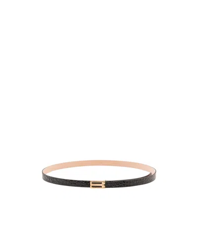 Victoria Beckham Dorian Frame Belt Micro Croc Embossed Leather In Purple