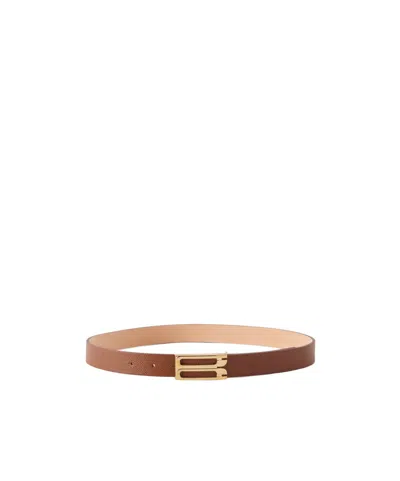 Victoria Beckham Dorian Frame Leather Belt In Brown